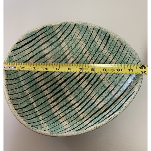 MCM Dumler & Breiden Art Pottery Blue White & Black Crackled Dish Bowls Set Of 3 - Picture 5 of 8